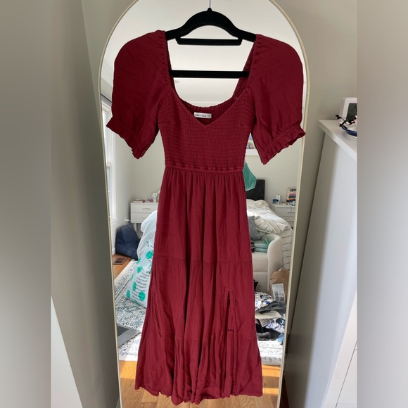 Abercrombie & Fitch Burgundy Midi Dress - Picture 1 of 2